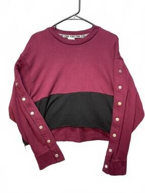 PINK Victoria's Secret Women's Colorblock Snap Sleeve Cropped Sweatshirt Large